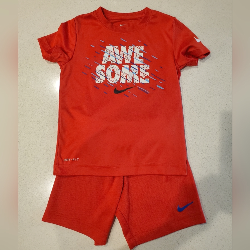 Nike Kids' Red Awesome Graphic Tee and Shorts